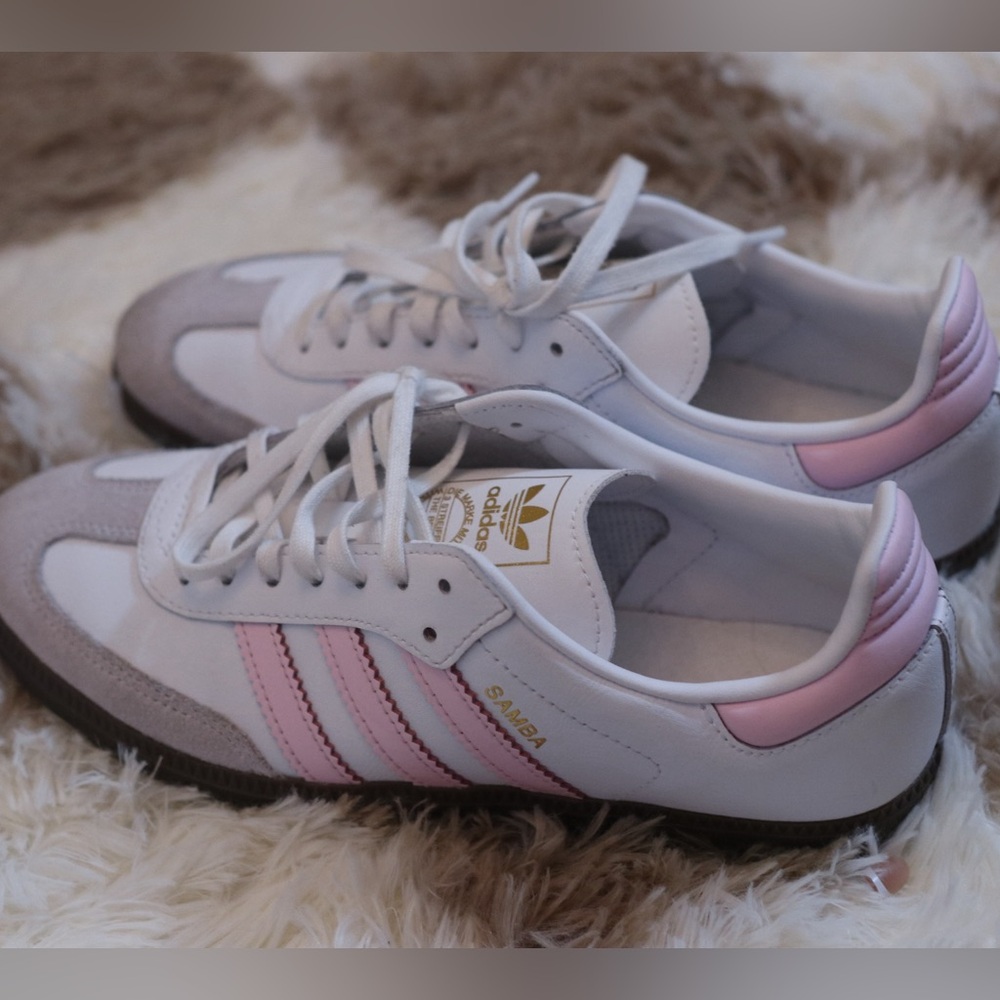 Adidas Women's Samba White and Pink Sneakers